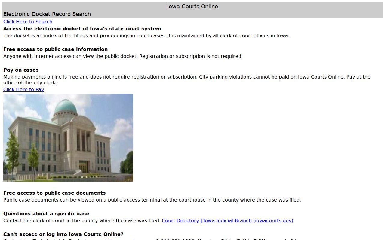 Iowa Courts Online search for Polk County criminal court cases