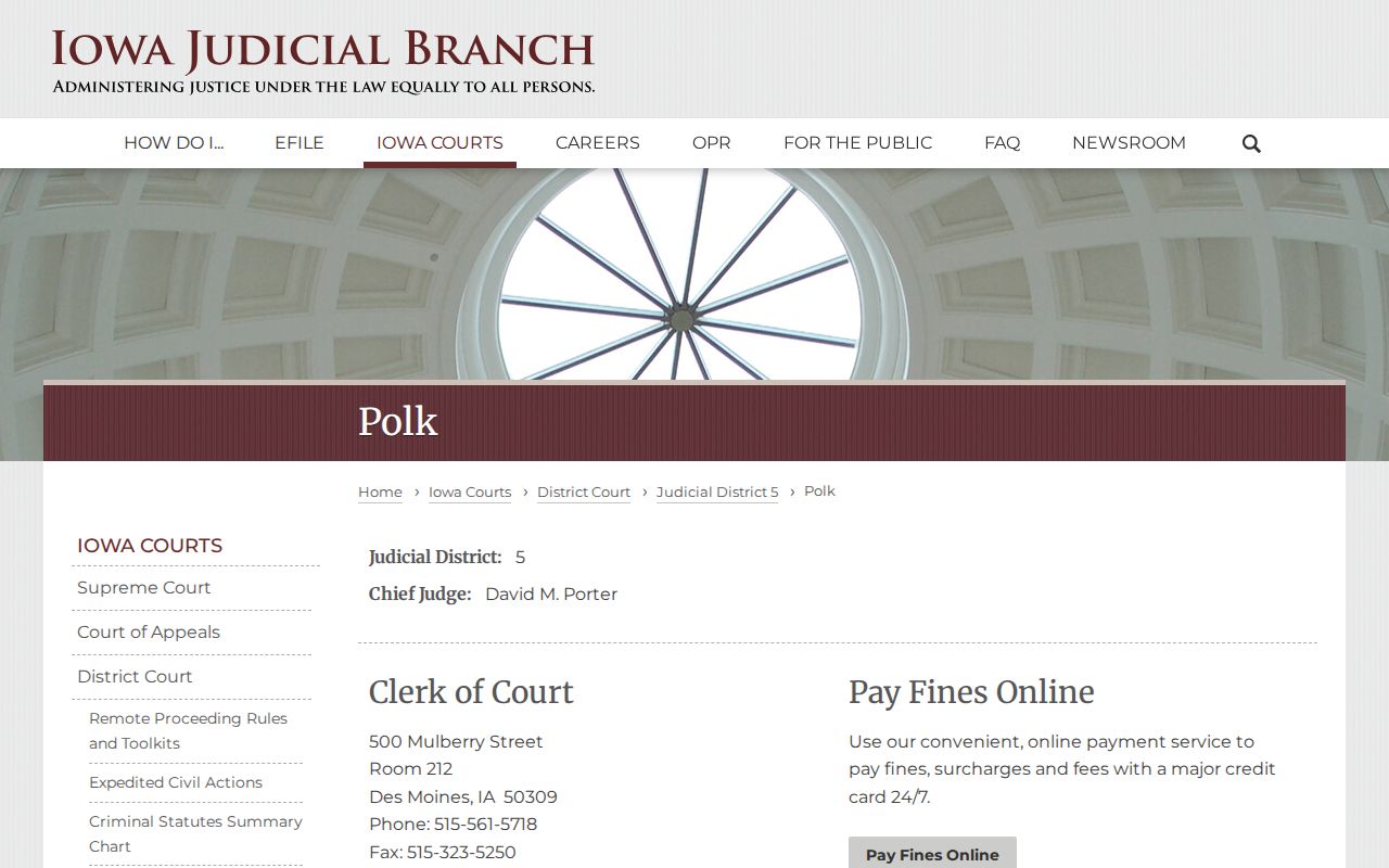 Polk County clerk information for criminal court case records